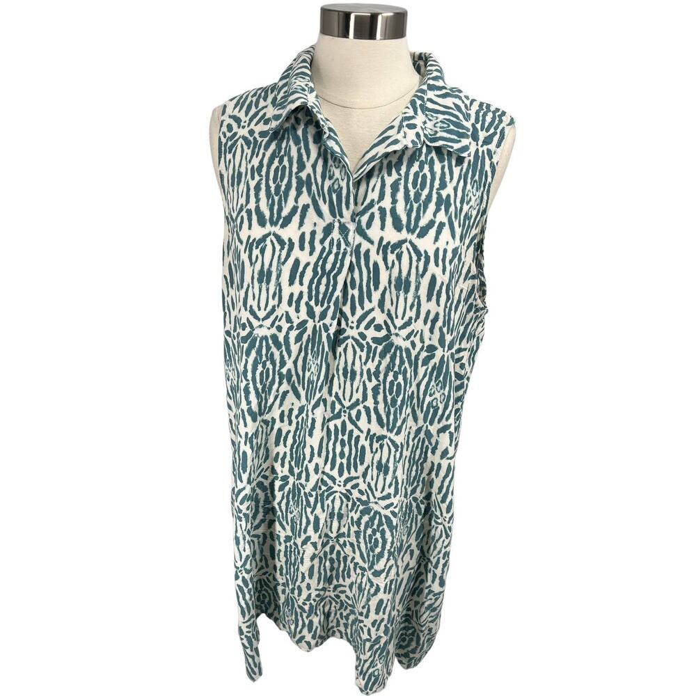 CASA CABANA Blue & White Sleeveless Casual Dress SZ XL